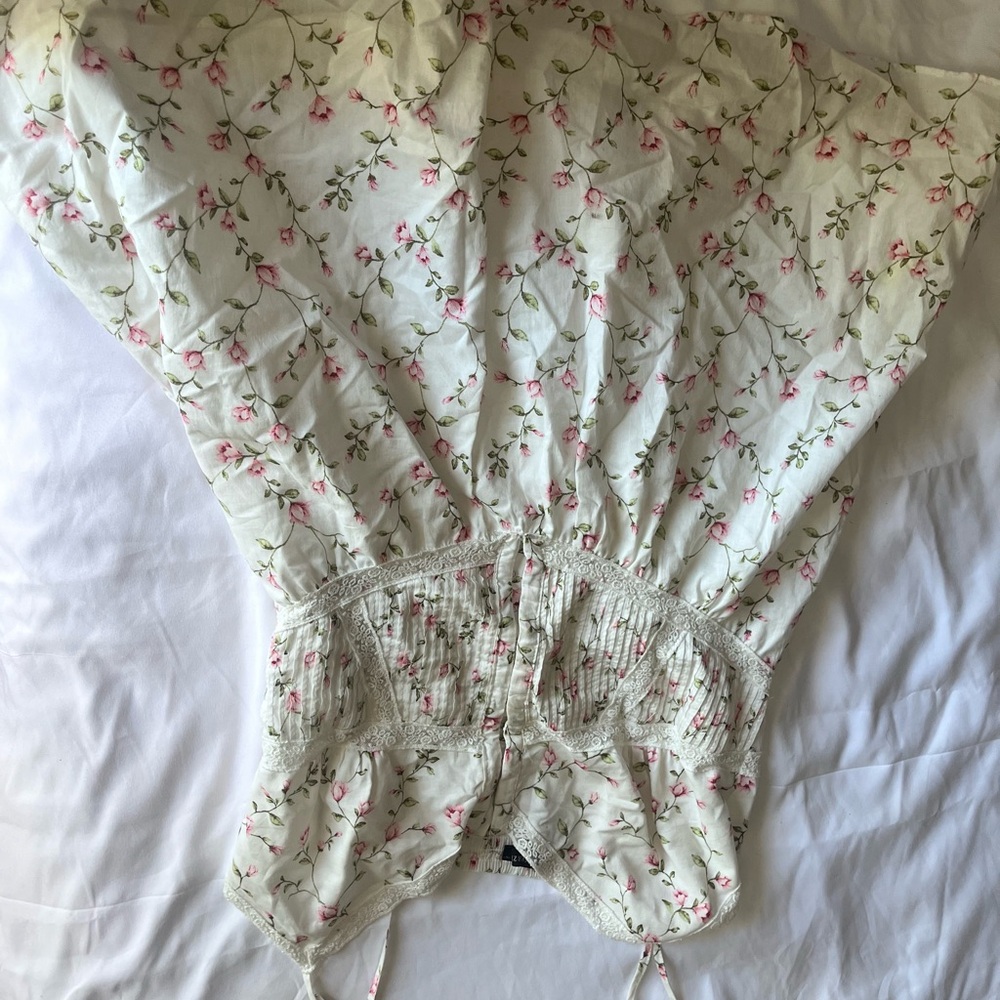 Forever 21 Floral Midi Dress - Cream and Pink